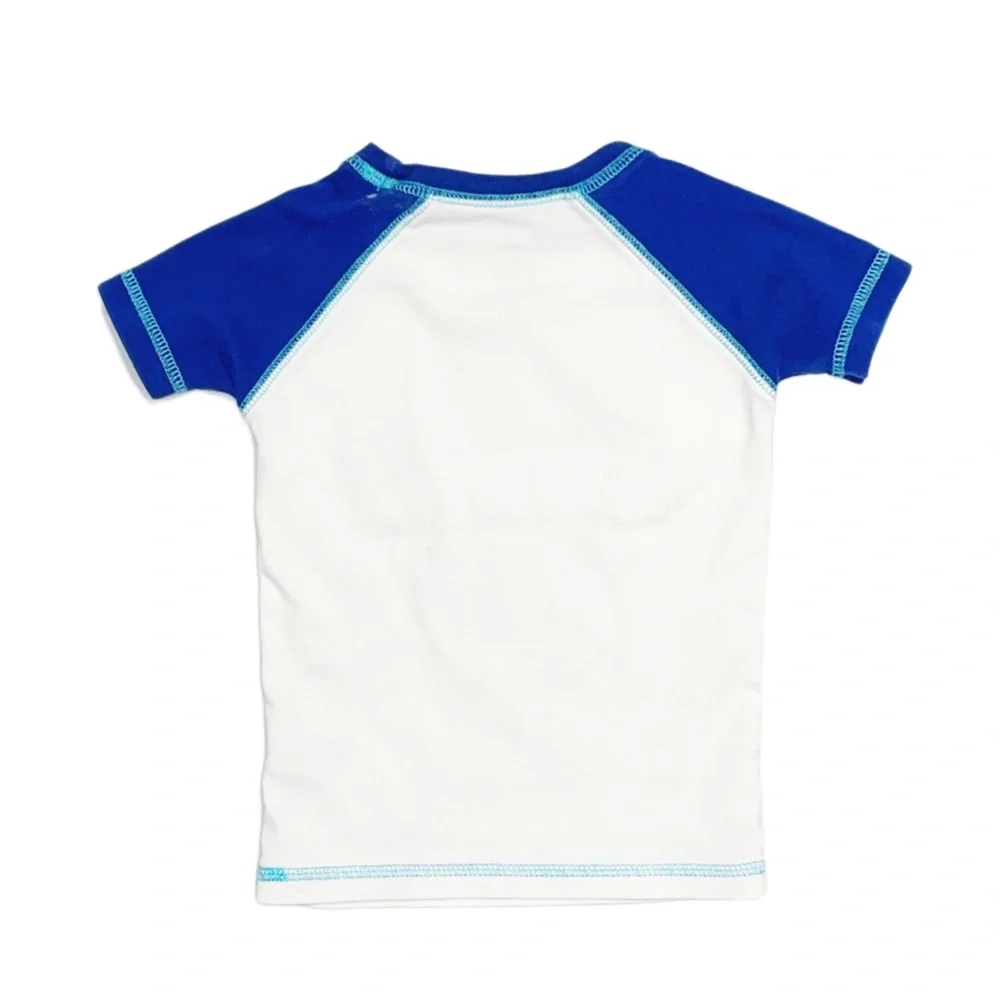 CARTER'S Boy's Blue And White Graphic Short Sleeve Pajama Top 3T